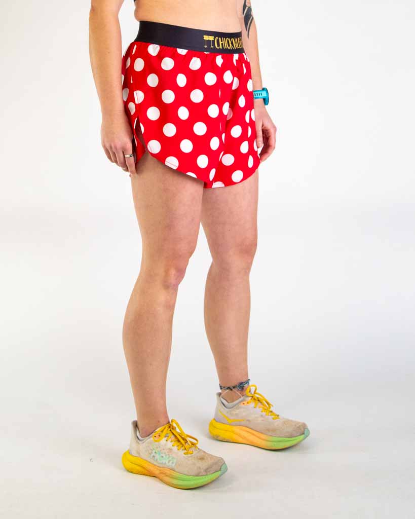 Women's Red Polka Dot 4" Split Shorts