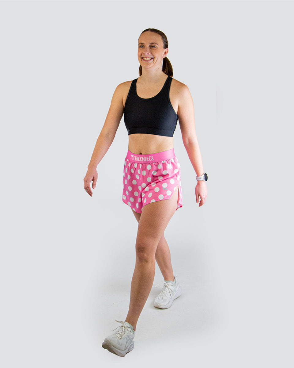 Women's Pink Polka Dot 4" Split Shorts