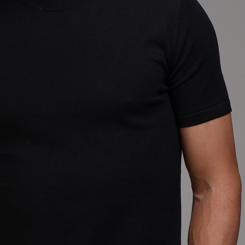 Lucca Luxury Touch Cotton and Silk T-Shirt Black