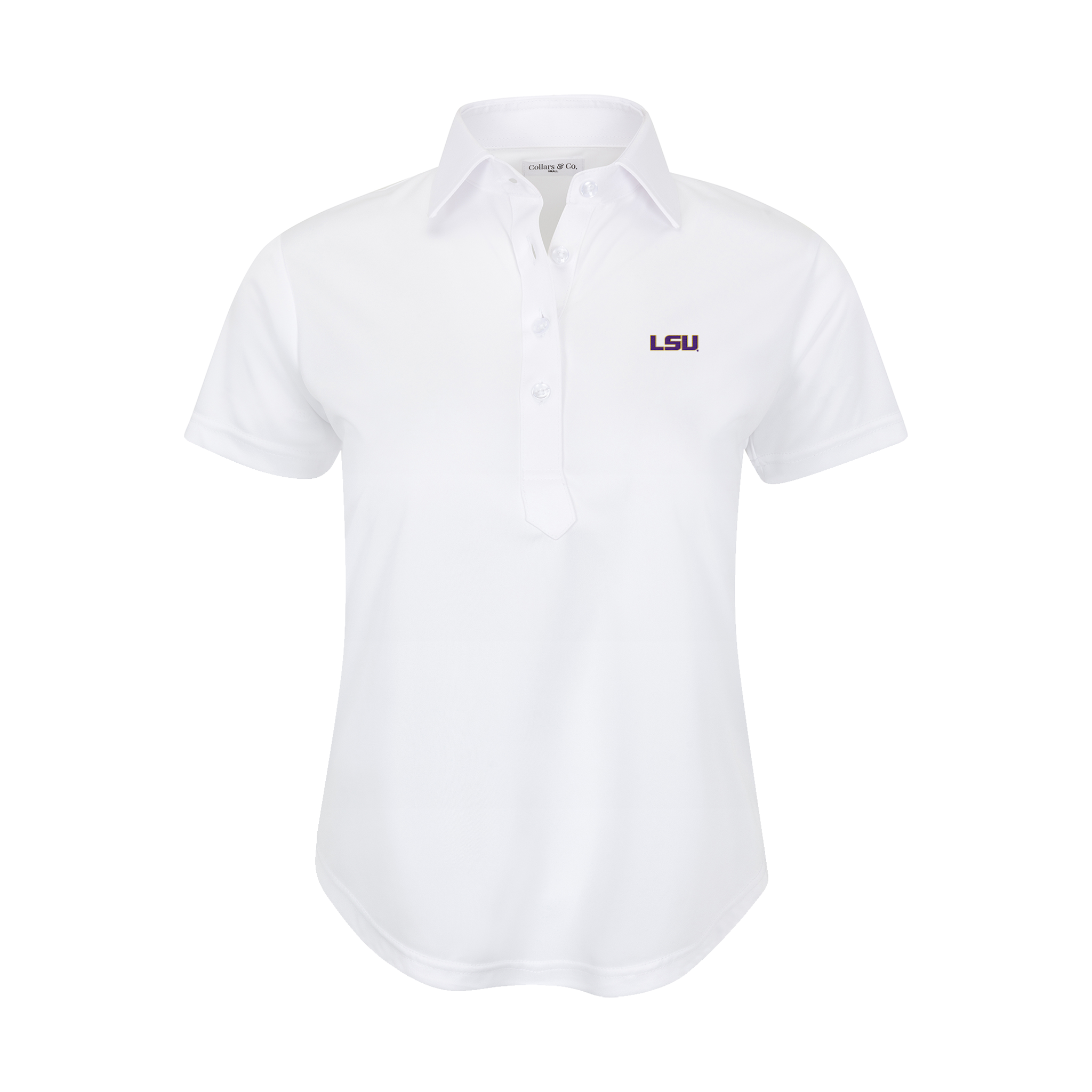 LSU Women's Cap Sleeve Semi Spread Polo White