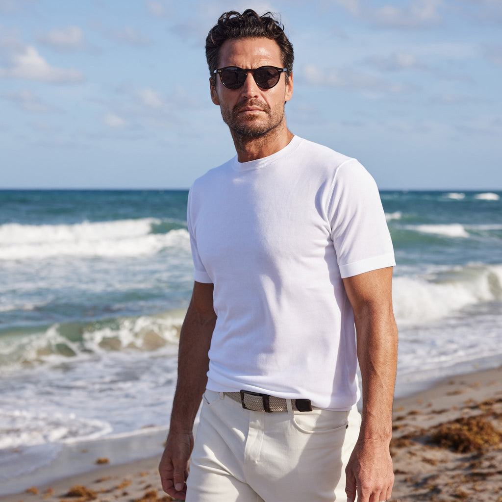 Maranello Mid-Weight Cotton & Silk Tee White