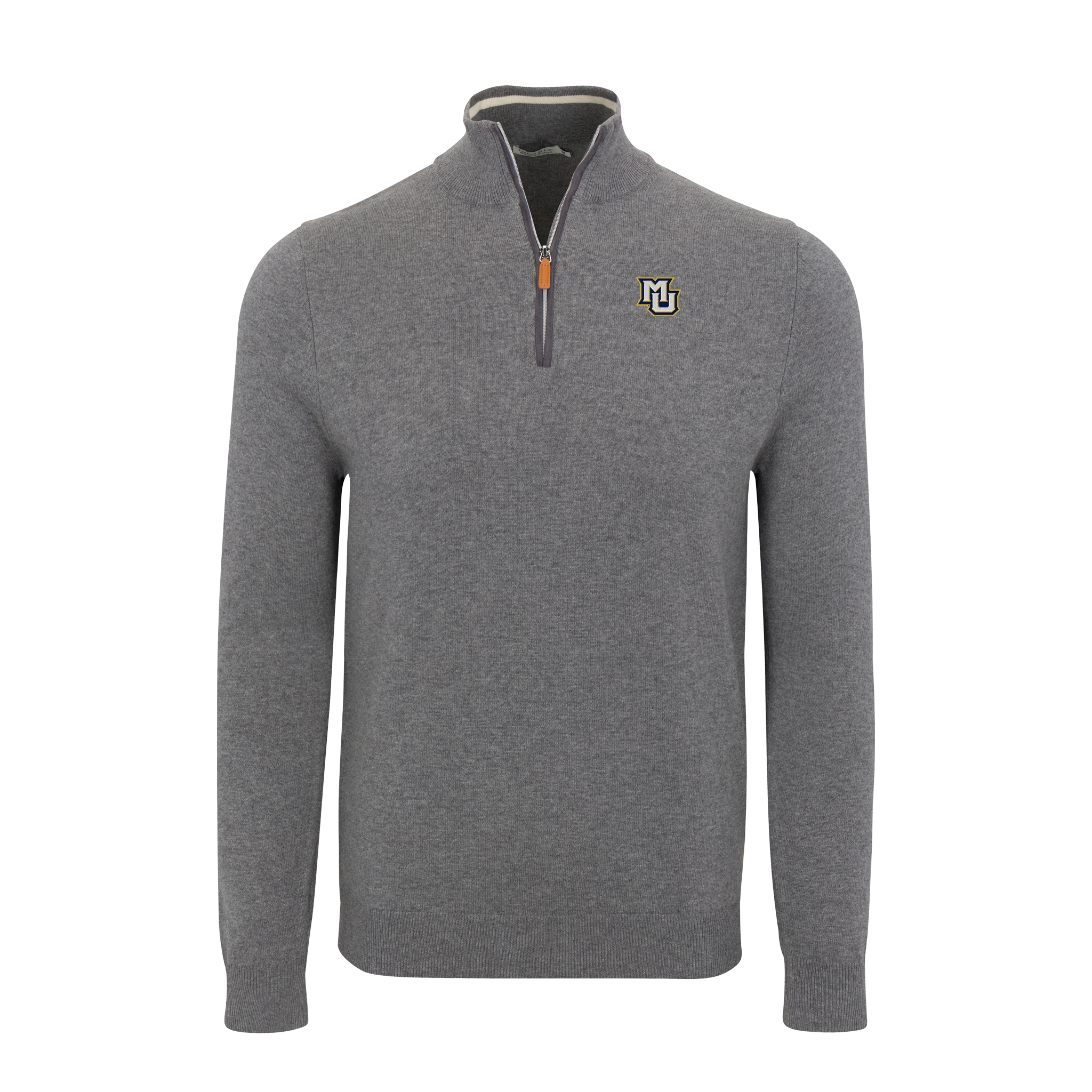Marquette Grey with Grey Trim Luxury Touch Cotton and Cashmere Quarter Zip Sweater