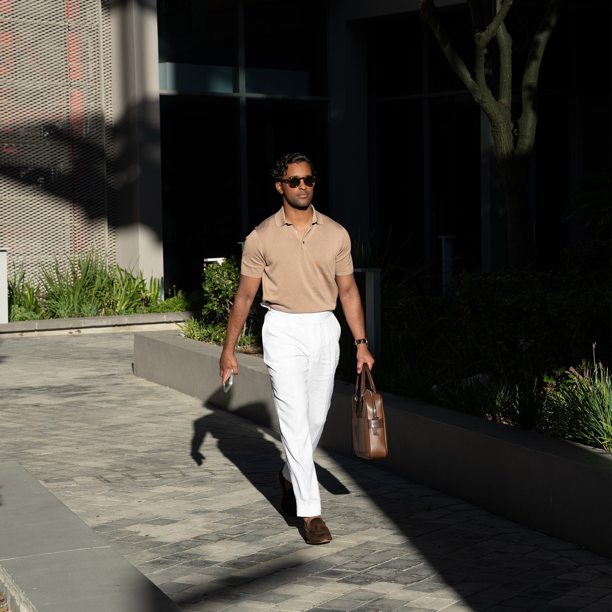 Maranello Mid-Weight Cotton & Silk Polo Taupe - 3-Button
