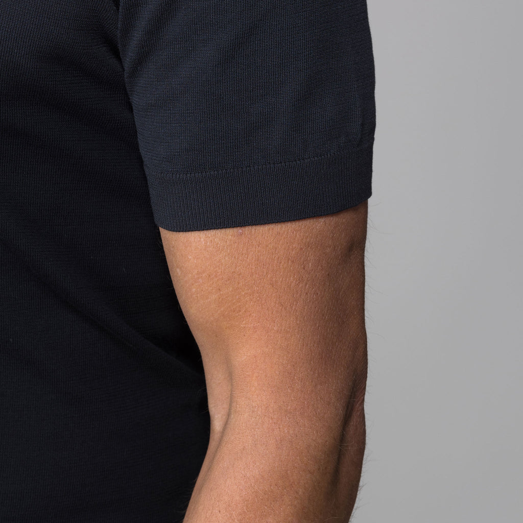 Maranello Mid-Weight Cotton & Silk Polo Black - 3-Button