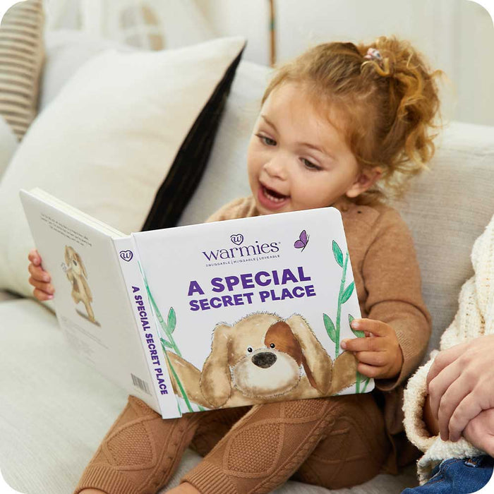 Little girl reading A Special Secret Place Board Book - Warmies USA