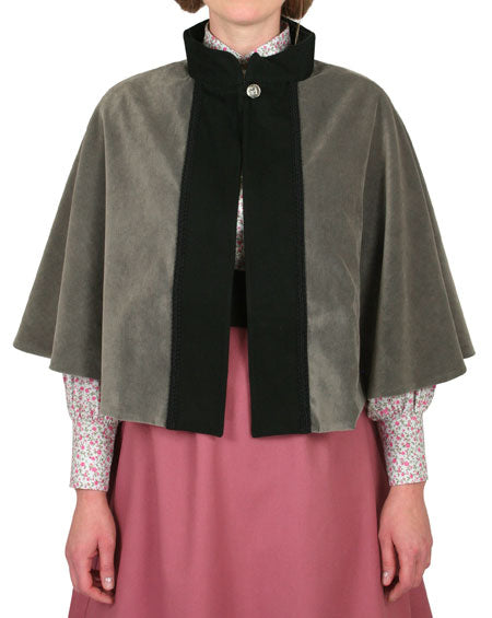Abigail Faux Suede Capelet - Gray