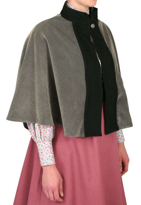 Abigail Faux Suede Capelet - Gray