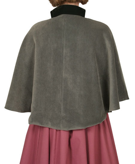 Abigail Faux Suede Capelet - Gray
