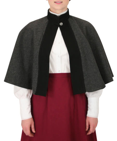 Abigail Tweed Capelet - Gray Herringbone