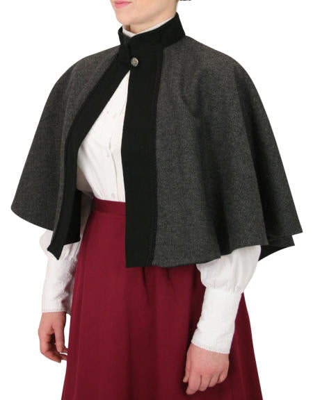 Abigail Tweed Capelet - Gray Herringbone
