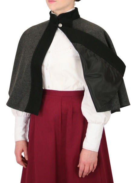 Abigail Tweed Capelet - Gray Herringbone