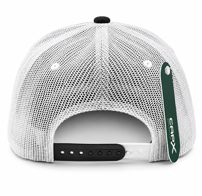 Adjustable Mesh Back Hat - Swimming Fish - Black/White