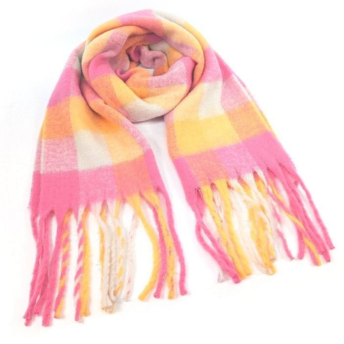 Agung - Super Thick Boxes Scarf (45x180cm) - Pink/Orange
