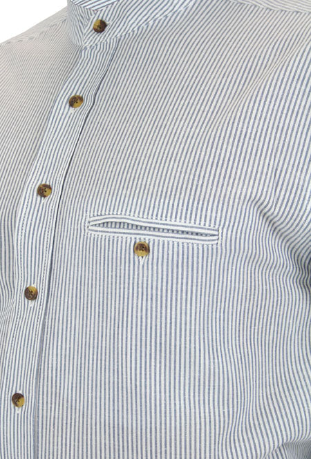 Aiden Linen Work Shirt - Navy Stripe