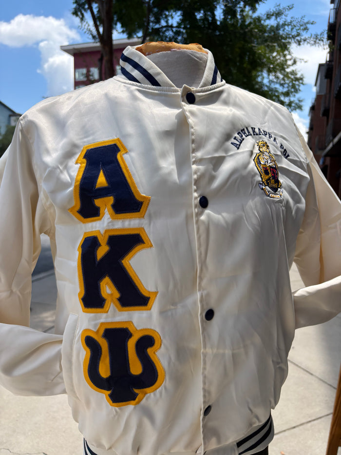 AKPsi - NEW Cream Satin Bomber (RTS)