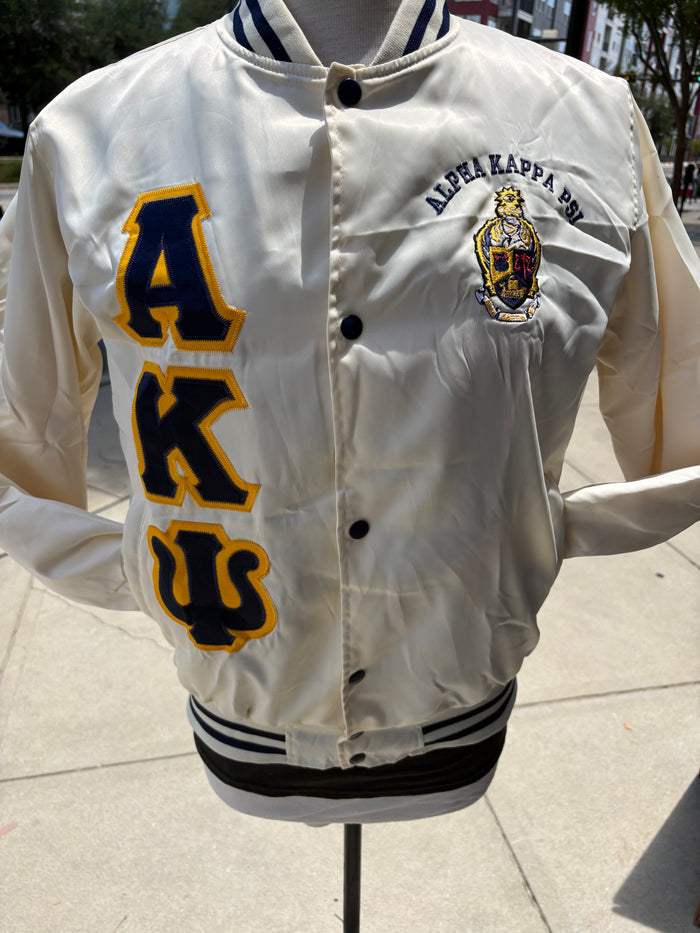 AKPsi - NEW Cream Satin Bomber (RTS)