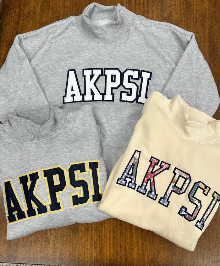 AKPSI - STITCH LETTER MOCK NECK SWEATSHIRT