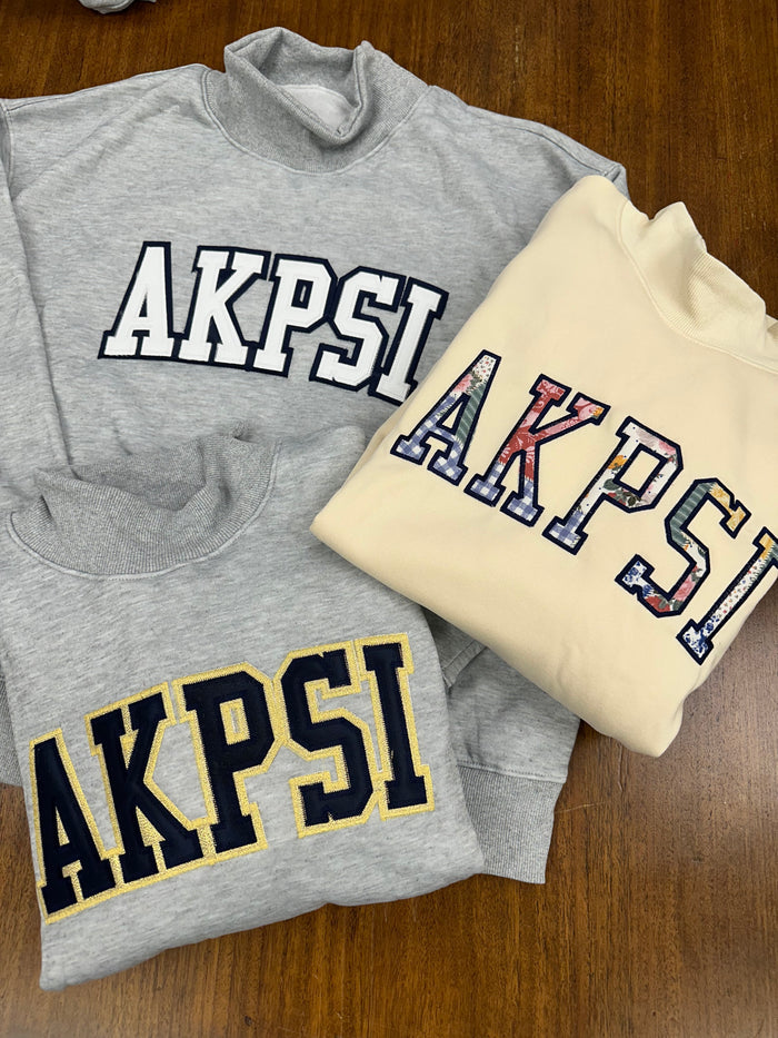 AKPSI - STITCH LETTER MOCK NECK SWEATSHIRT