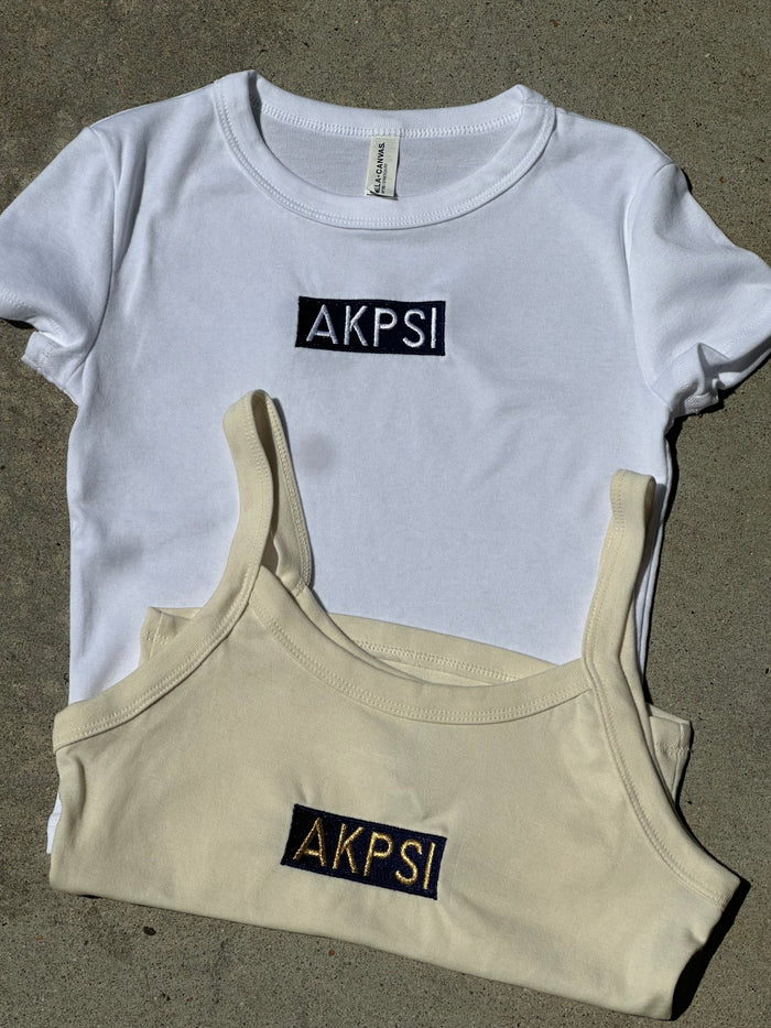 AKPsi Embroidered Tanks and Baby Tees