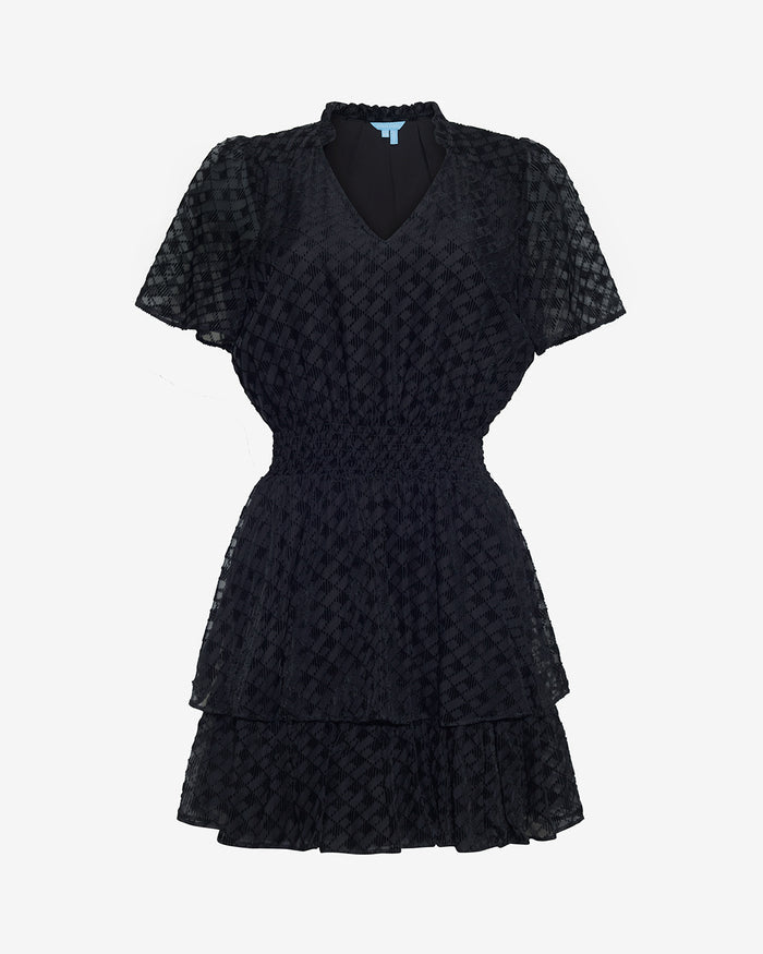 Alana Tiered Mini Dress in Velvet Burnout