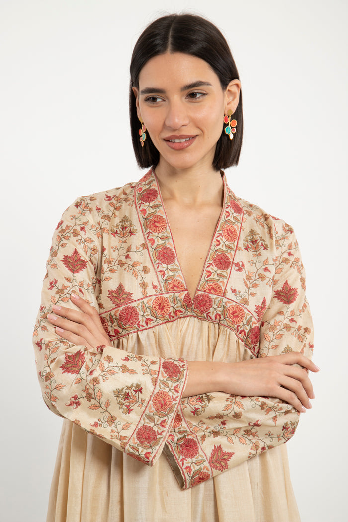 Aliaa Silk Embroidered Pink Dress
