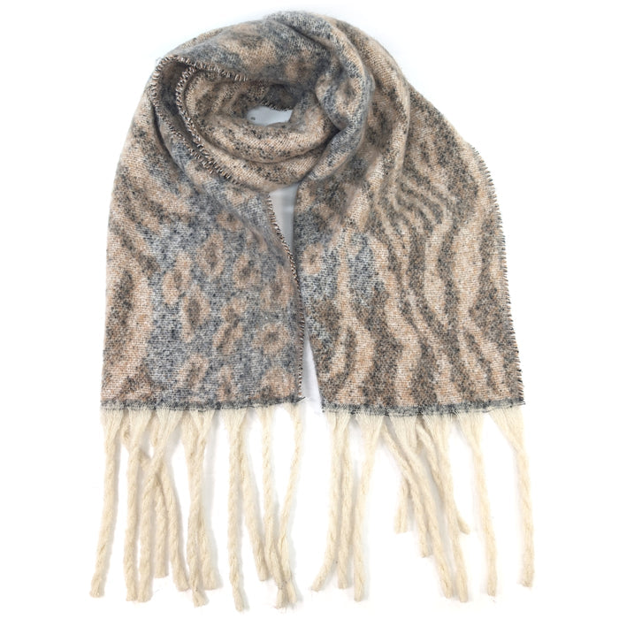 Alila - Extra Thick Animal Print Scarf (40x180cm) - Latte