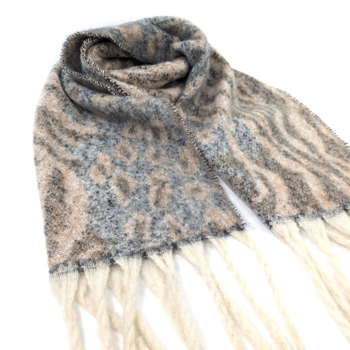 Alila - Extra Thick Animal Print Scarf (40x180cm) - Latte