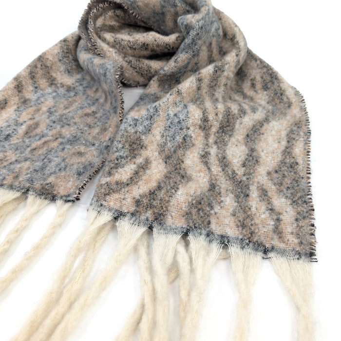 Alila - Extra Thick Animal Print Scarf (40x180cm) - Latte