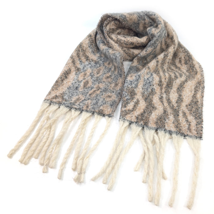 Alila - Extra Thick Animal Print Scarf (40x180cm) - Latte