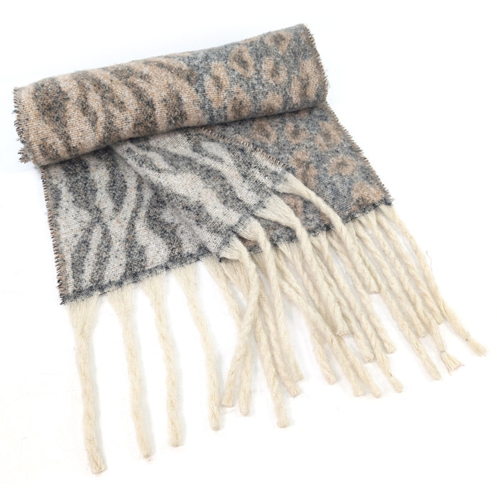 Alila - Extra Thick Animal Print Scarf (40x180cm) - Latte