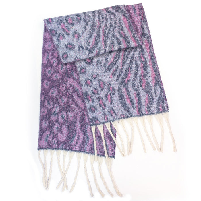 Alila - Extra Thick Animal Print Scarf (40x180cm) - Purple