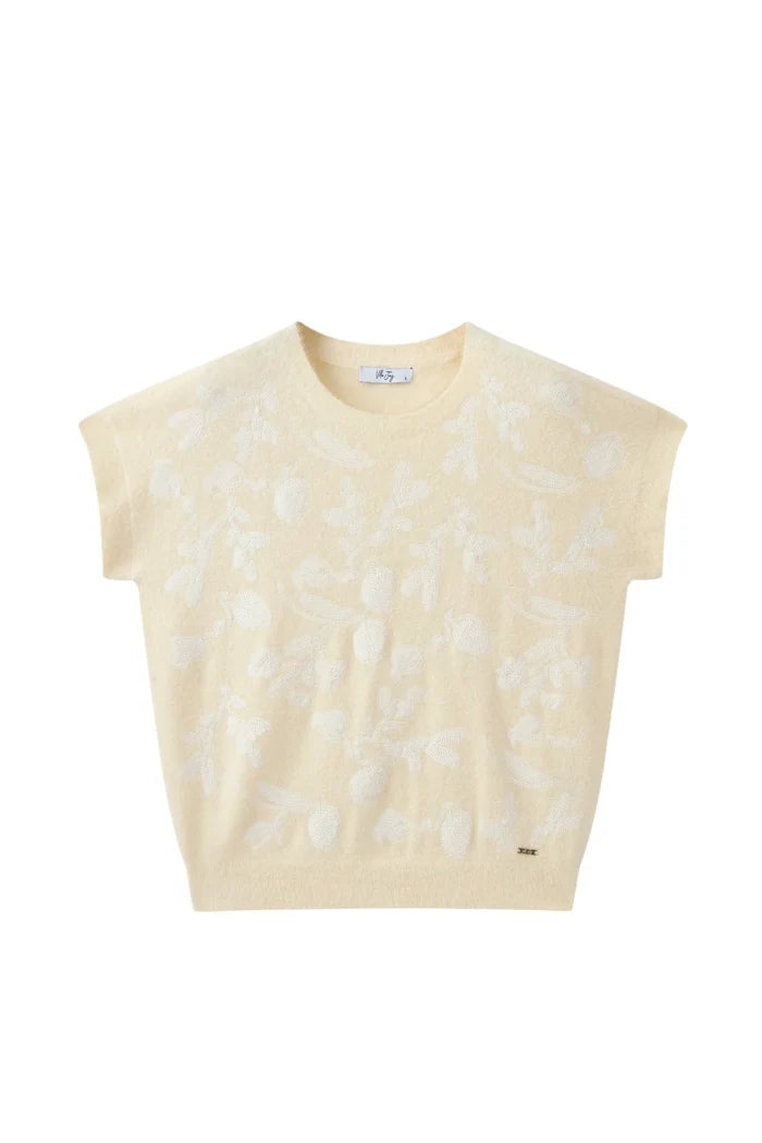 Alyssa-L-10-P Soft Knitted Top Ecru