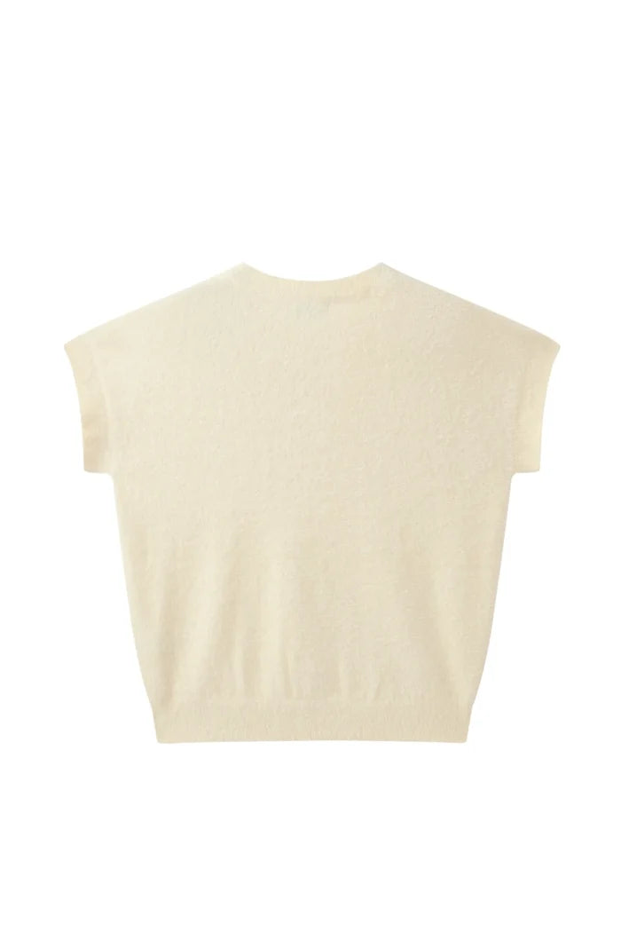 Alyssa-L-10-P Soft Knitted Top Ecru