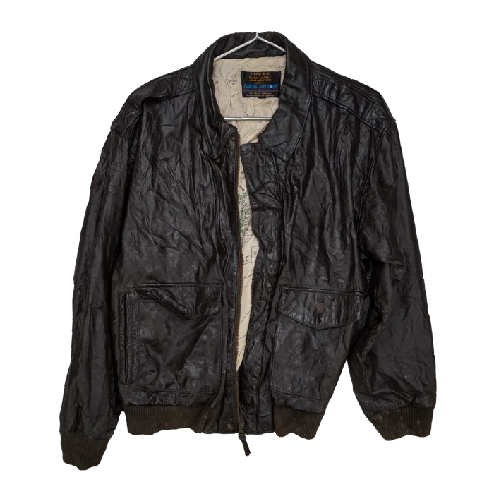 American Born Type A-2 Brown Leather Flight Jacket - XLarge - Army & Outdoors - Flight Jackets