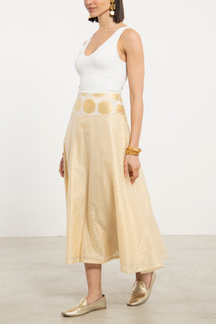 Amina Cotton Silk Gold Skirt