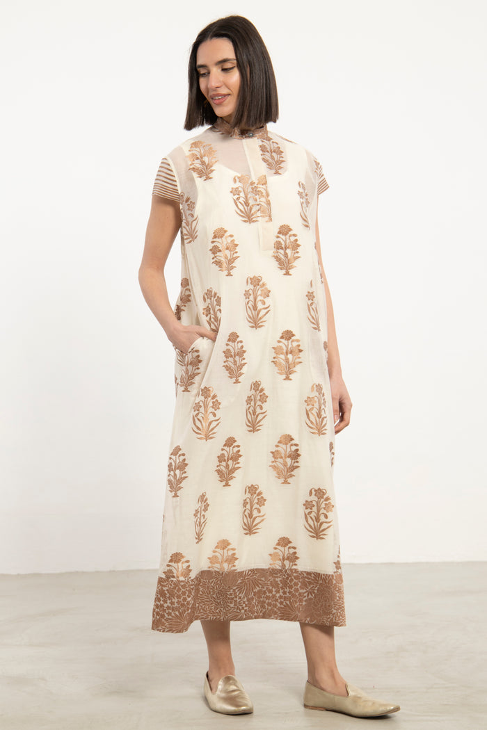 Anissa Cotton Silk Ivory Dress
