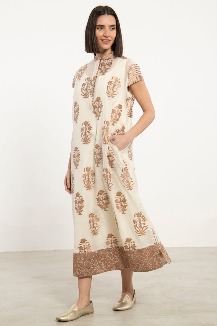 Anissa Cotton Silk Ivory Dress