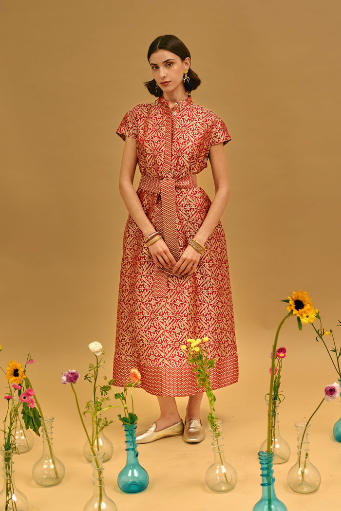Anissa Silk Brocade Dress
