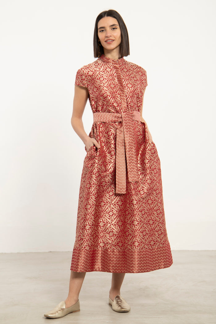 Anissa Silk Brocade Dress