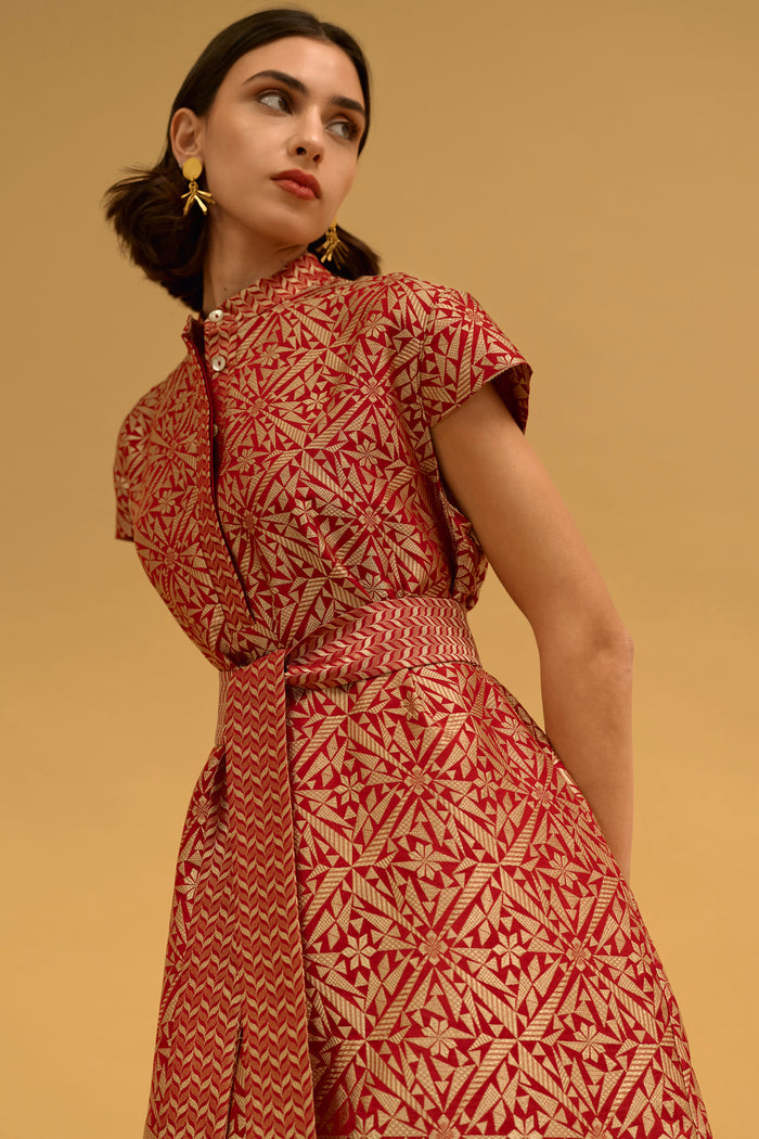 Anissa Silk Brocade Dress