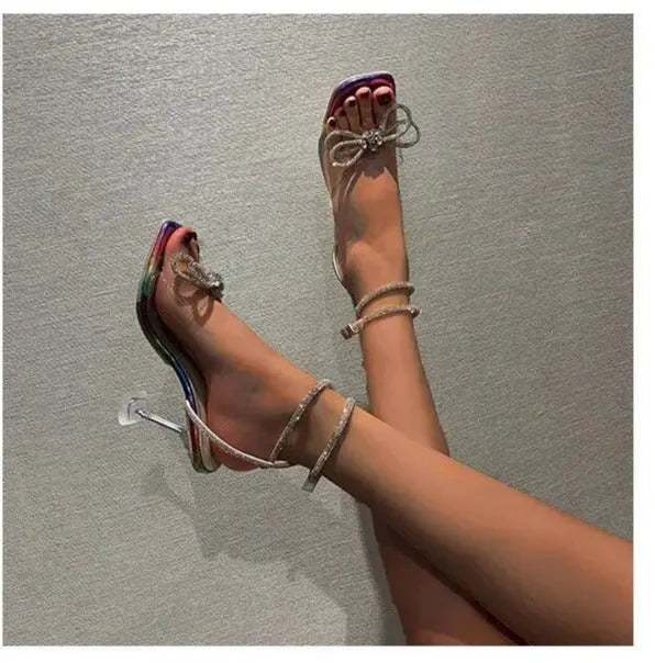 Crystal Shiny Bow Rhinestone Heels fashionnsio