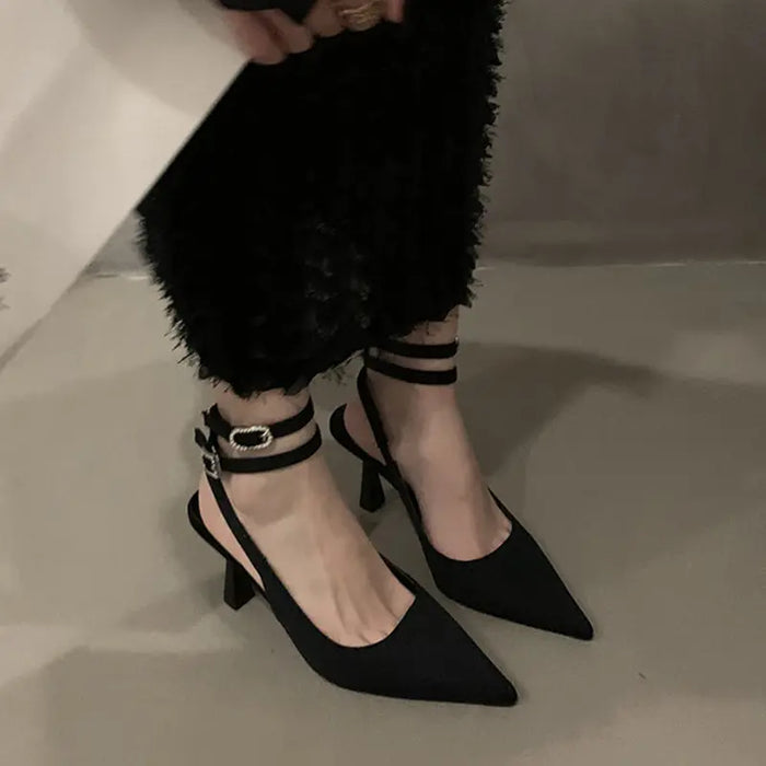 Rhinestone Buckle Strap heels fashionnsio