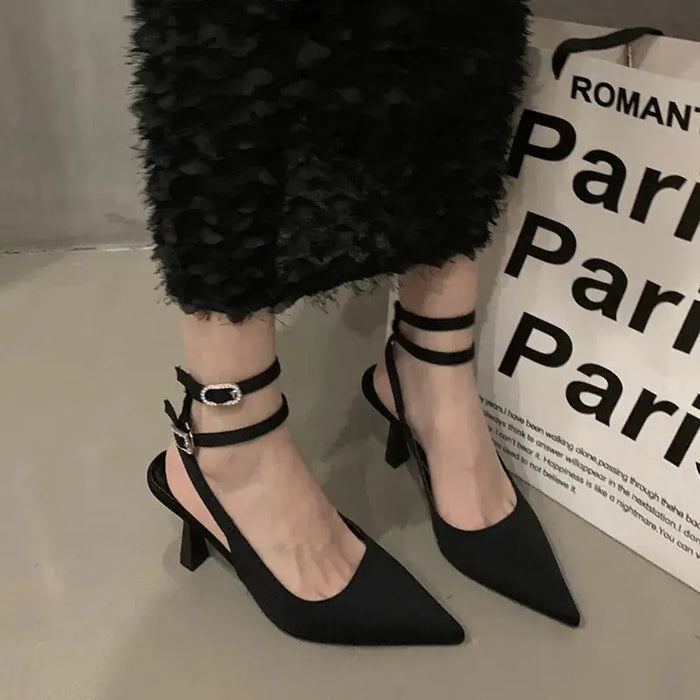 Rhinestone Buckle Strap heels fashionnsio