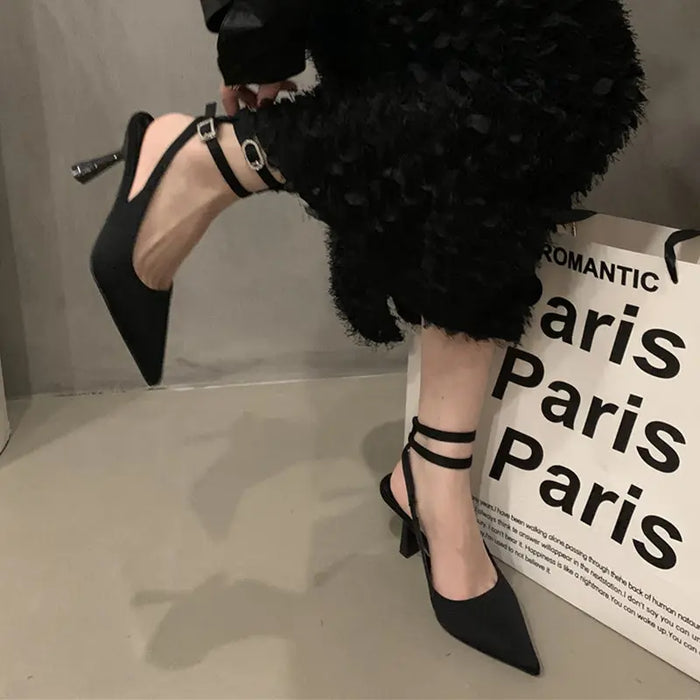 Rhinestone Buckle Strap heels fashionnsio