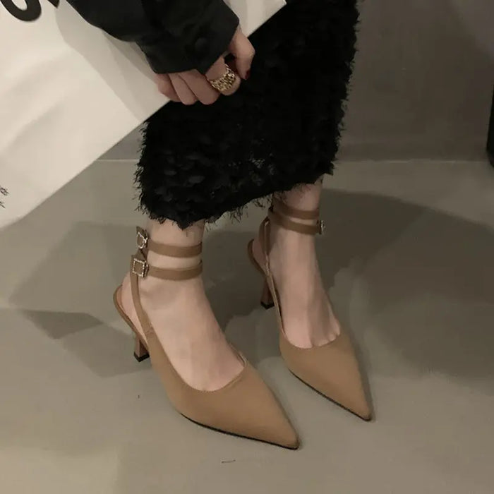 Rhinestone Buckle Strap heels fashionnsio