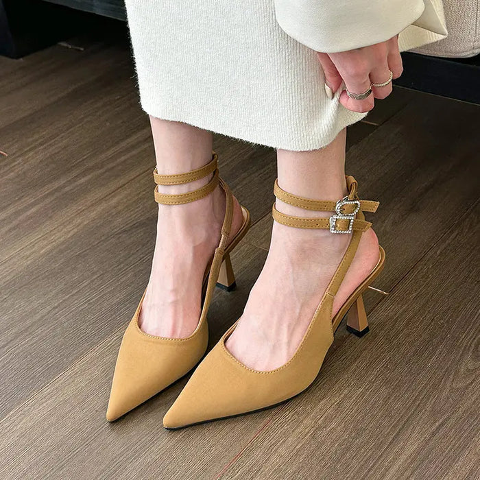 Rhinestone Buckle Strap heels fashionnsio