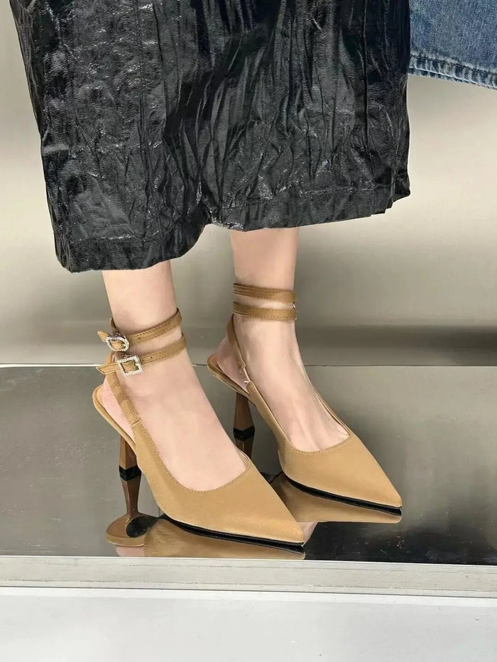 Rhinestone Buckle Strap heels fashionnsio