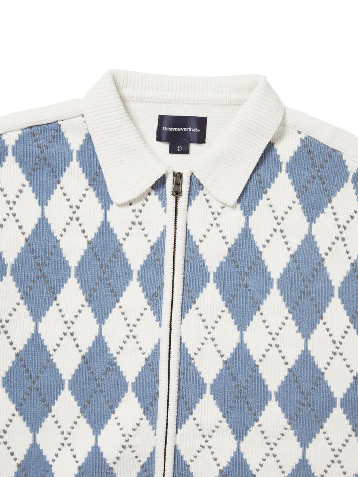 Argyle Zip Knit Cardigan