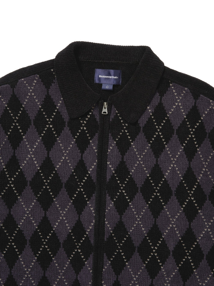 Argyle Zip Knit Cardigan