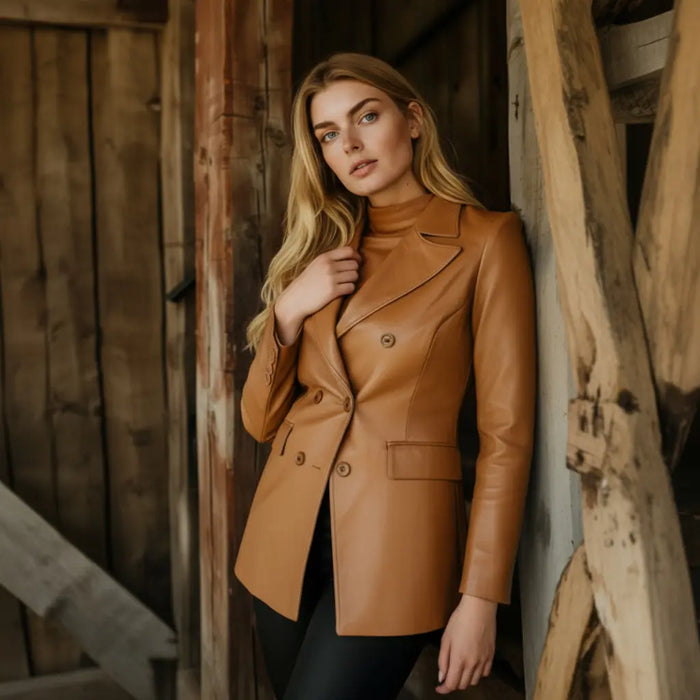 Aria Long Coat Tan - Nappa Leather